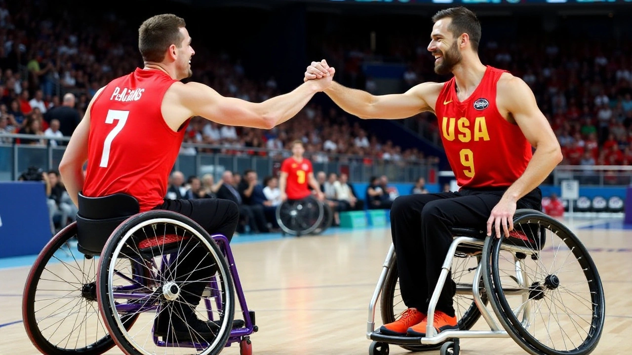 USA Men's Wheelchair Basketball Team Competes Against Spain in Paralympics 2024